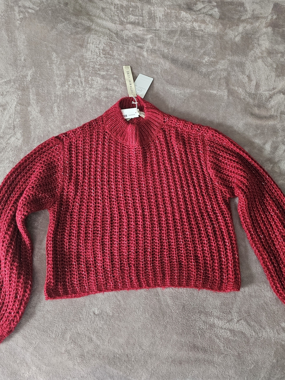 saltwater LUXE Red Chunky Cropped Turtleneck Sweater